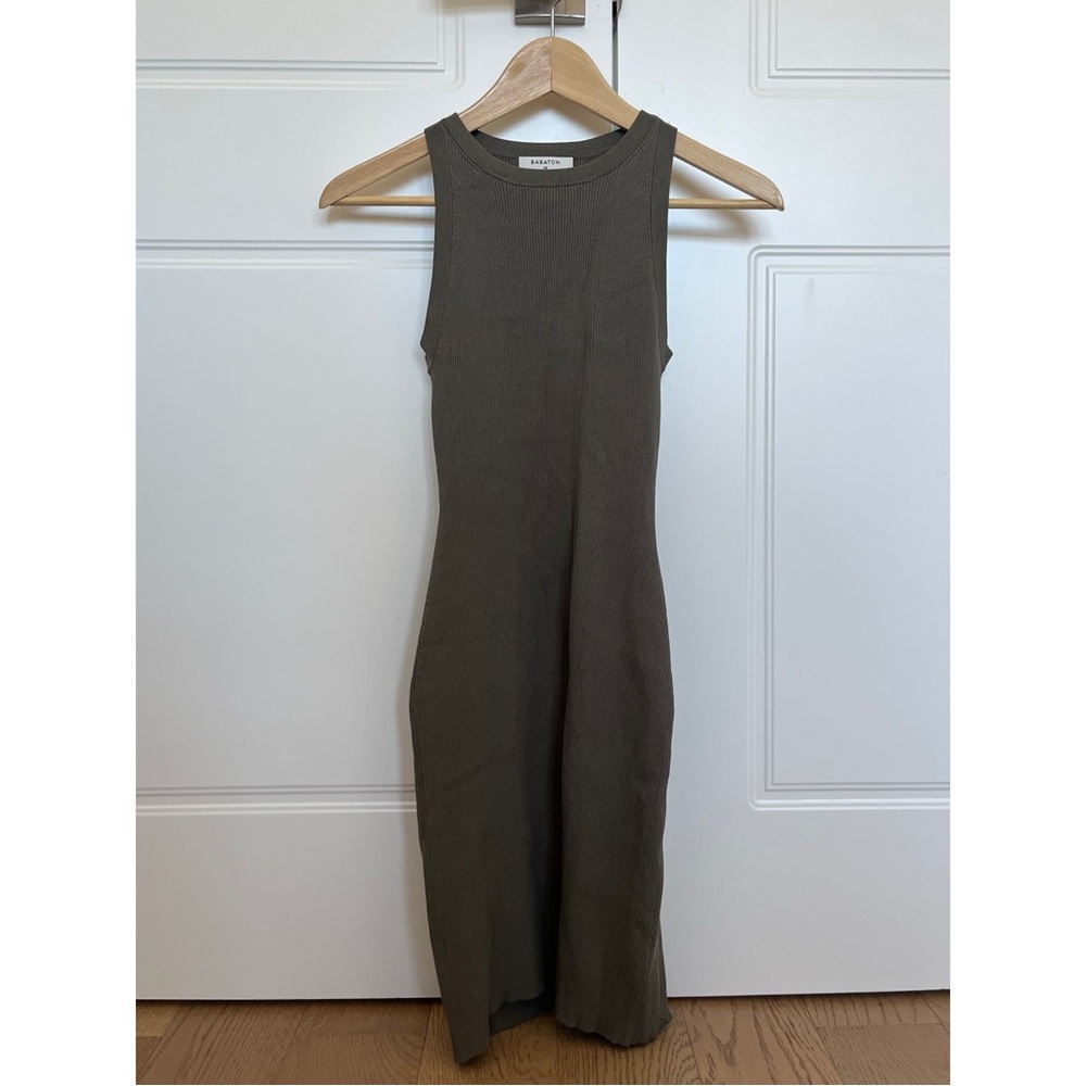 Aritzia ribbed bodycon olive green dress